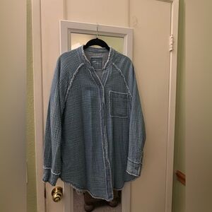 American Eagle Oversize Gauze Cotton  Frayed Edge Blouse/coverup